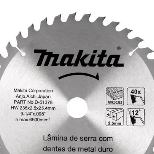 Disco de serra para madeira 235 x 25.4 x 40 dentes - D-51378