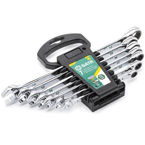 Jogo de chave combinada com catraca 8 a 18 mm 7 peças Jogo de chave combinada com catraca 8 a 18 mm 7 peças