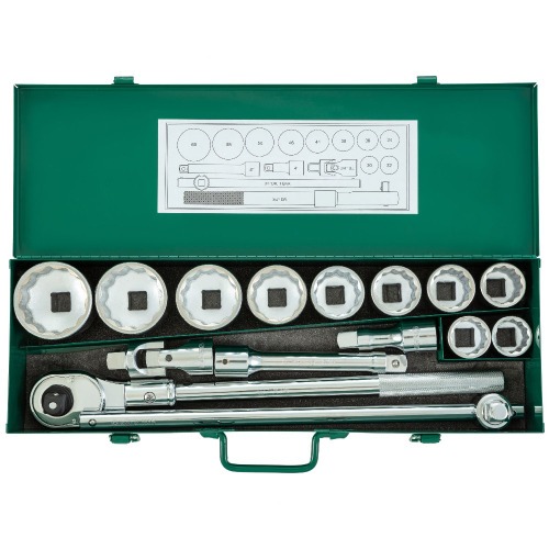 Jogo de soquete estriado 30 a 60 mm encaixe 3/4 Jogo de soquete estriado 30 a 60 mm encaixe 3/4