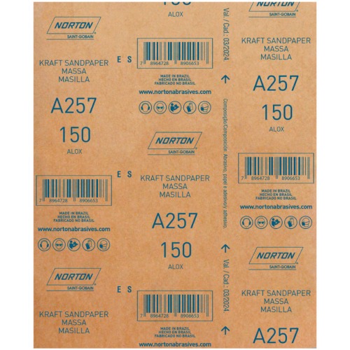 Folha de lixa para massa 225 x 275 mm - A257 Folha de lixa para massa 225 x 275 mm - A257