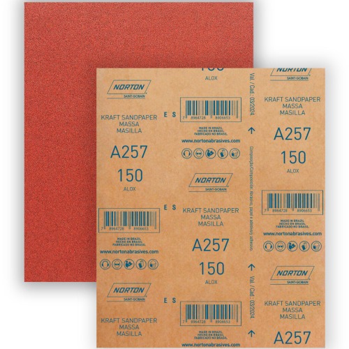 Folha de lixa para massa 225 x 275 mm - A257 Folha de lixa para massa 225 x 275 mm - A257
