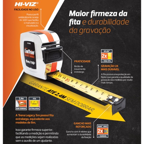 Trena com fita de aço 25,4 mm x 5 m com trava - LEGACY SERIES Trena com fita de aço 25,4 mm x 5 m com trava - LEGACY SERIES