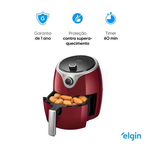Fritadeira elétrica sem óleo Air Fryer 3,5L 1240 Watts vermelha - Flash Fryer 110V Fritadeira elétrica sem óleo Air Fryer 3,5L 1240 Watts vermelha - Flash Fryer 110V