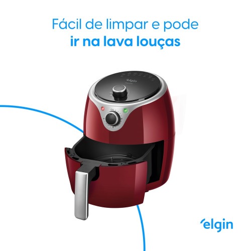 Fritadeira elétrica sem óleo Air Fryer 3,5L 1240 Watts vermelha - Flash Fryer 110V Fritadeira elétrica sem óleo Air Fryer 3,5L 1240 Watts vermelha - Flash Fryer 110V