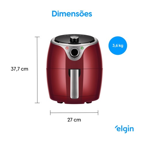 Fritadeira elétrica sem óleo Air Fryer 3,5L 1240 Watts vermelha - Flash Fryer 110V Fritadeira elétrica sem óleo Air Fryer 3,5L 1240 Watts vermelha - Flash Fryer 110V