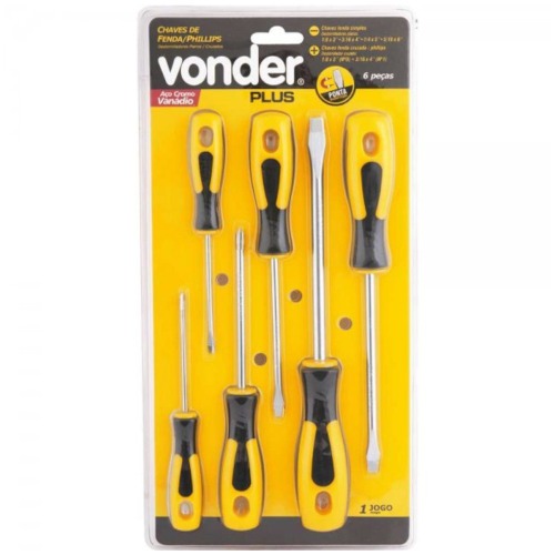 Jogo de chave de fenda e phillips de ao cromo vandio com 06 peas 