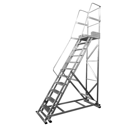 Escada plataforma de alum�nio 2.75 m c/ 10 degraus + patamar 