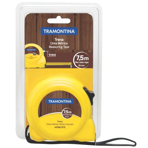 Trena com fita de aço 25 mm x 7,5 m com trava  Trena com fita de aço 25 mm x 7,5 m com trava