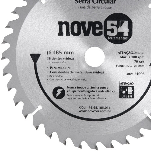 Disco de serra para madeira 185x20 mm 36 dentes Disco de serra para madeira 185x20 mm 36 dentes
