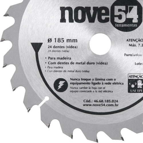 Disco de serra para madeira 185 x 20 mm 24 dentes