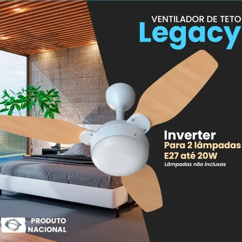 Ventilador de teto 3 pás Inverter dupla face com controle remoto - Legacy  110V/220V