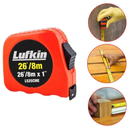 Trena com fita de aço 25,4 mm x 8 m com trava  Trena com fita de aço 25,4 mm x 8 m com trava