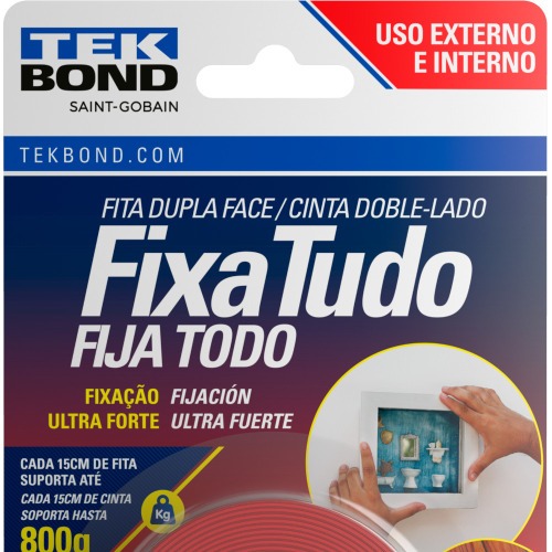 Fita dupla face acrlica 19 mm x 2 m uso externo - Fixa Tudo