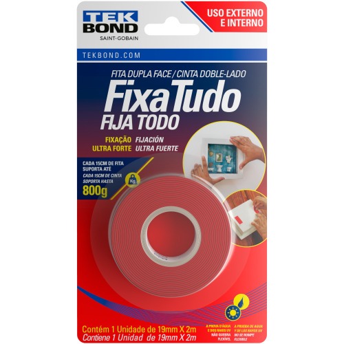 Fita dupla face acrlica 19 mm x 2 m uso externo - Fixa Tudo