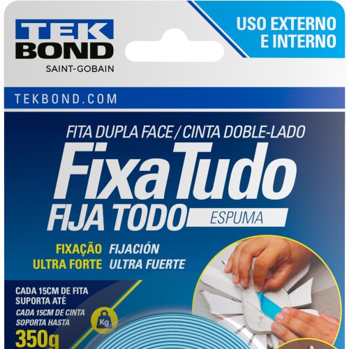 Fita dupla face espuma 12 mm x 1,5 m - Fixa Tudo