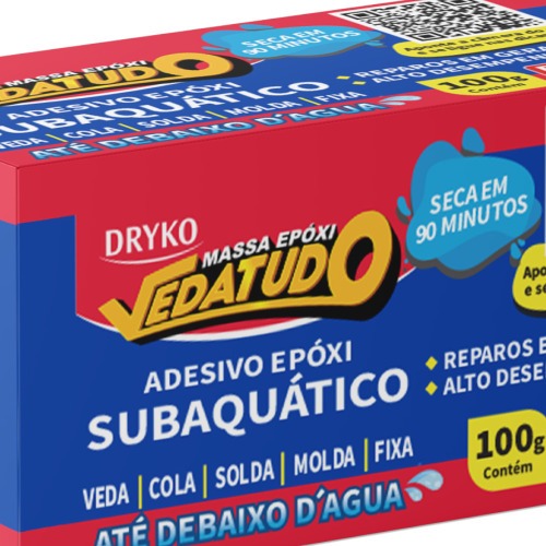 Massa adesiva epóxi subaquática 100g - Vedatudo Massa adesiva epóxi subaquática 100g - Vedatudo