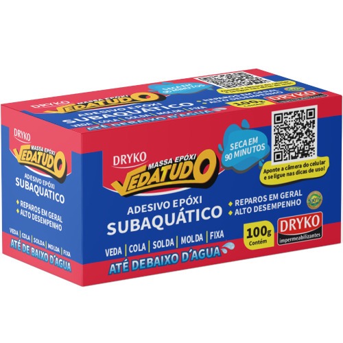 Massa adesiva epóxi subaquática 100g - Vedatudo Massa adesiva epóxi subaquática 100g - Vedatudo