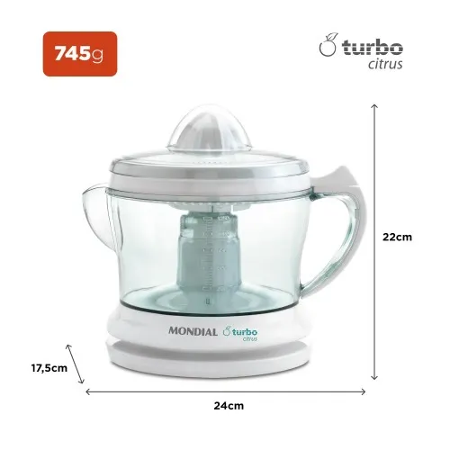 Kit Espremedor de frutas Power Turbo Citrus E-01 + Mixer elétrico M-15-W  110V