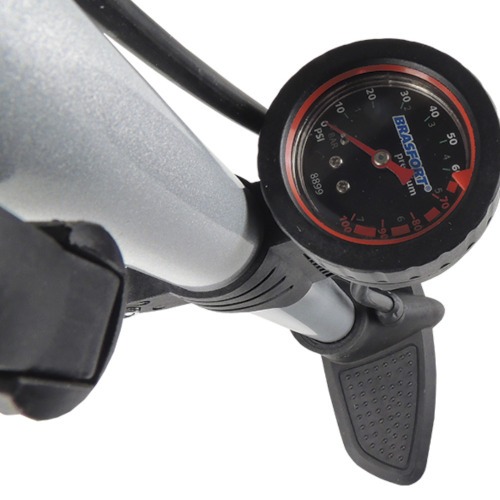 Bomba de ar manual vertical para encher pneus com manmetro premium