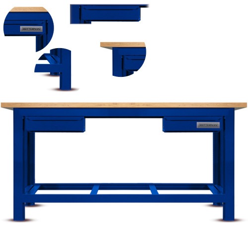 Bancada aberta com 02 gavetas e tampo de madeira pinus - RLL-210A Bancada aberta com 02 gavetas e tampo de madeira pinus - RLL-210A