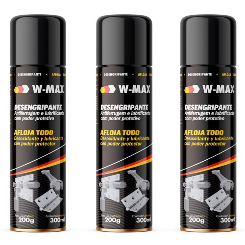 Kit 3 leo lubrificante desengripante 300 ml - W-MAX