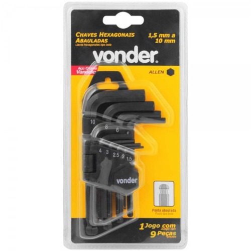 Jogo de chave allen 1,5 a 10 mm com 9 peas - 35.73.151.000
