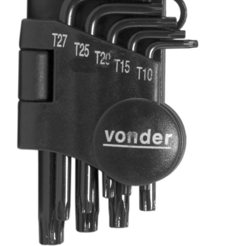 Jogo de chave hexalobular t-10 a t-50 aço cromo vanádio com 9 peças Jogo de chave hexalobular t-10 a t-50 aço cromo vanádio com 9 peças