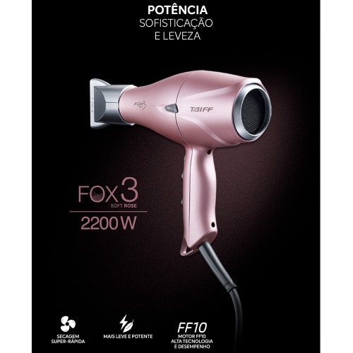 Secador de cabelo 2200 watts 5 temperaturas - Fox �on 3 Rose  110V