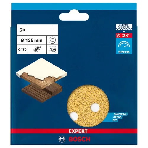 Disco de lixa 125 mm 8 furos com 5 peças - C470