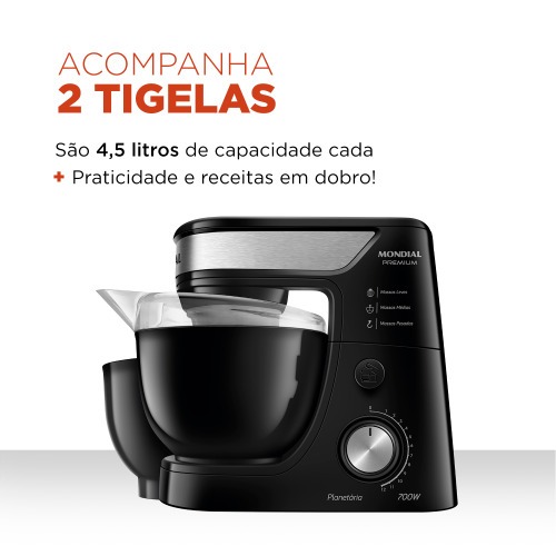 Batedeira planetária 700 watts com 12 velocidades Premium -  BP-01P-B  110V Batedeira planetária 700 watts com 12 velocidades Premium -  BP-01P-B  110V