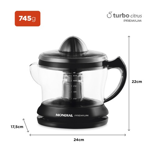 Espremedor de frutas 1,25L com cone extra para limo - E-02  110V