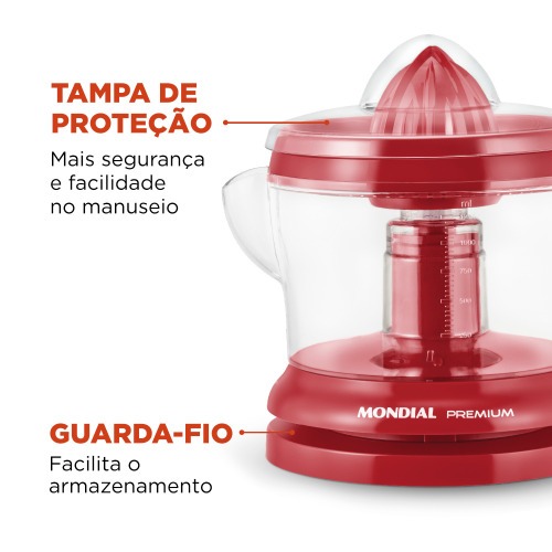Espremedor de frutas 1,25L com cone extra Premium - E-23  110V