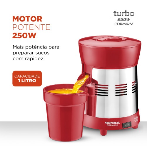 Espremedor de frutas 1,25L inox Turbo RED - E-24  110V/220V