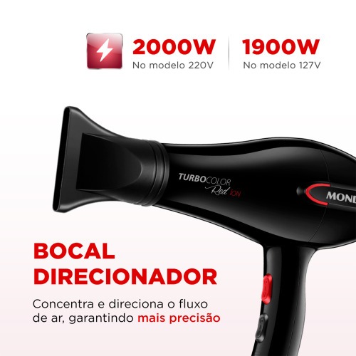 Secador de cabelo 1.900 watts Turbo Color Red - SC-41  220V