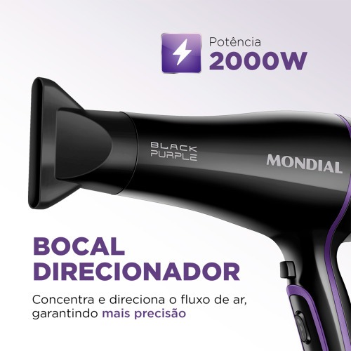 Secador de cabelo 2.000 watts Black Purple SCN-01  110V