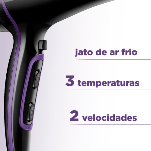 Secador de cabelo 2.000 watts Black Purple SCN-01  110V