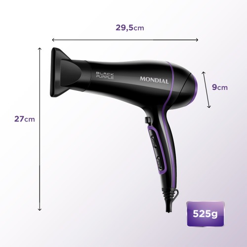 Secador de cabelo 2.000 watts Black Purple SCN-01  110V