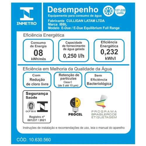 Purificador de água eletrônico bivolt - E-Due Equilibrium Purificador de água eletrônico bivolt - E-Due Equilibrium