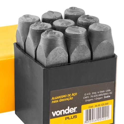 Jogo de algarismos em aço de 6 mm para gravação Jogo de algarismos em aço de 6 mm para gravação