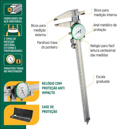 Paqumetro universal com relgio capacidade 150 mm - ST91521SC