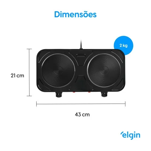 Fogão elétrico de mesa 2 pratos 2.000 watts - Cook For Two  110V