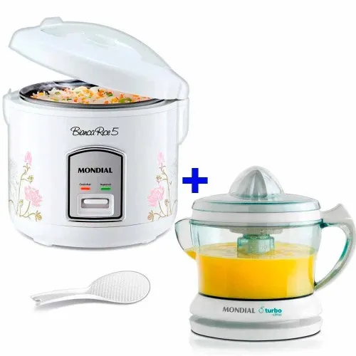 Kit Panela elétrica de arroz Bianca Rice NPE-05-5X + Espremedor de frutas 1,25L E-01  110V