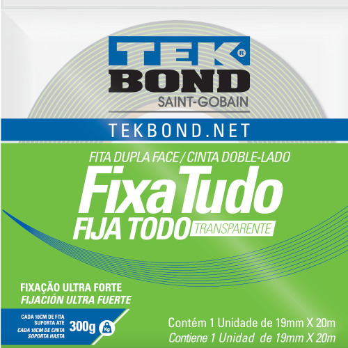 Fita dupla face acrílica 19 mm x 20 m uso interno - Fixa Tudo Fita dupla face acrílica 19 mm x 20 m uso interno - Fixa Tudo