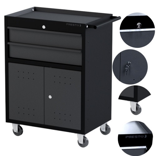 Carrinho para ferramentas com 2 gavetas e 2 portas - Dark