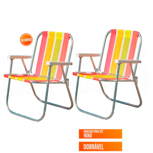 Kit 2 Cadeiras de praia varanda alta em alumínio - CAD0047 Kit 2 Cadeiras de praia varanda alta em alumínio - CAD0047