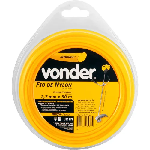 Fio de nylon redondo 2,7 mm x 50 metros para roçadeira