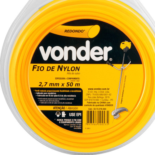 Fio de nylon redondo 2,7 mm x 50 metros para roçadeira Fio de nylon redondo 2,7 mm x 50 metros para roçadeira