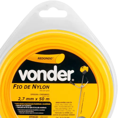 Fio de nylon redondo 2,7 mm x 50 metros para roçadeira