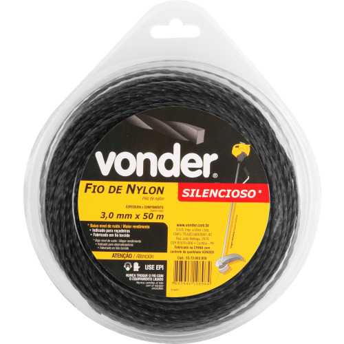 Fio de nylon para roçadeira 3,0 mm x 50 m modelo silencioso Fio de nylon para roçadeira 3,0 mm x 50 m modelo silencioso
