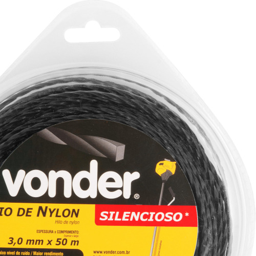 Fio de nylon para roçadeira 3,0 mm x 50 m modelo silencioso Fio de nylon para roçadeira 3,0 mm x 50 m modelo silencioso